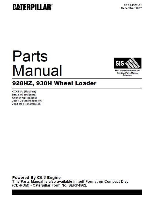 Manual de Partes Caterpillar 928HZ, 930H