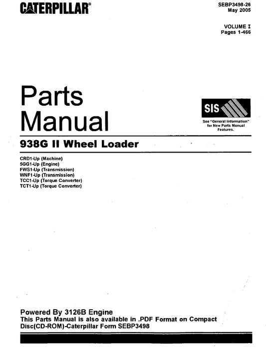 Manual de Partes Cargador Caterpillar 938G II