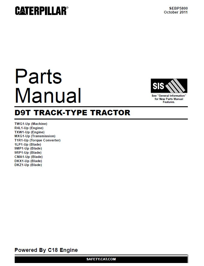 Manual de Partes Tractor de Orugas D9T