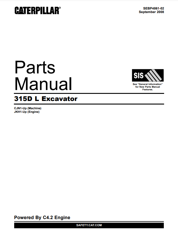 Manual de Partes Excavadora Caterpillar 315D L