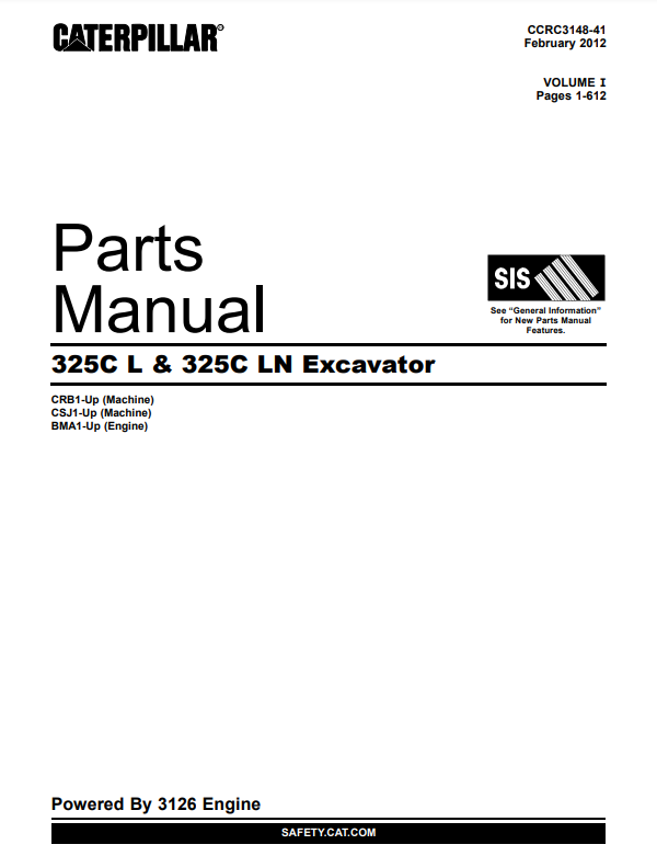 Manual de Partes Excavadora Caterpillar 325C L - 325C LN