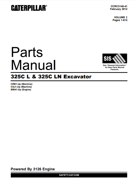 Manual de Partes Excavadora Caterpillar 325C L - 325C LN