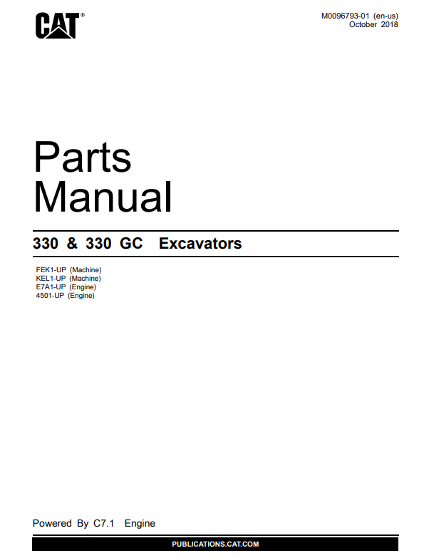 Manual de Partes Excavadora Caterpillar 330 - 330 GC