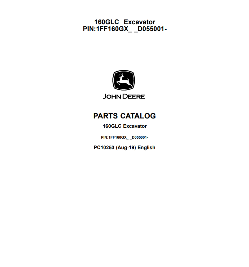 Manual de Partes Excavadora John Deere 160GLC- PC10253
