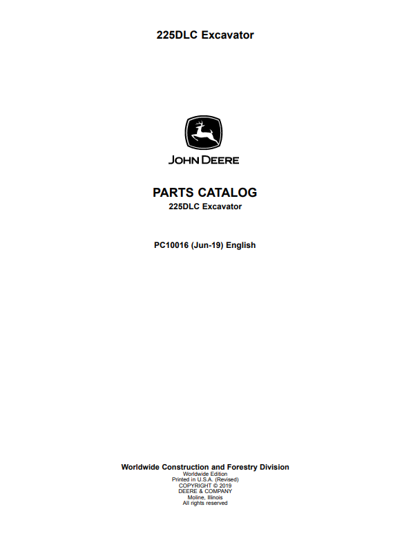 Manual de Partes Excavadora John Deere 225DLC- PC10016