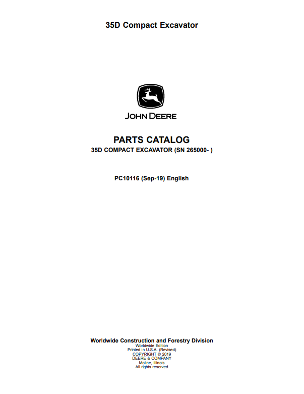Manual de Partes Excavadora John Deere 35D - PC10116