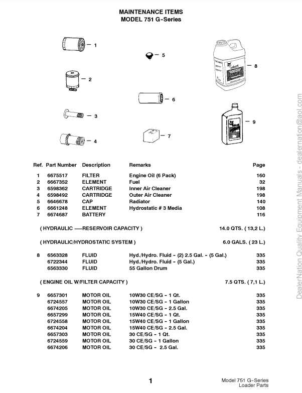 Manual de Partes Mini Cargador Bobcat 751 G SERIES