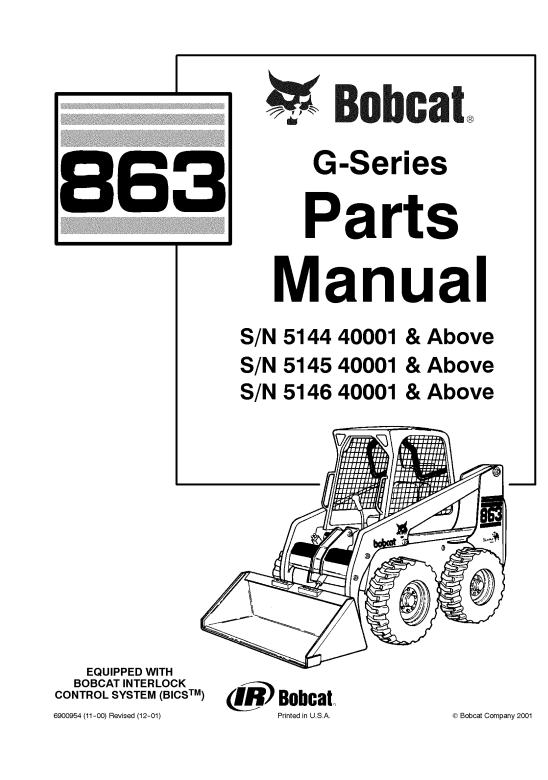 Manual de Partes Mini Cargador Bobcat 863 G SERIES