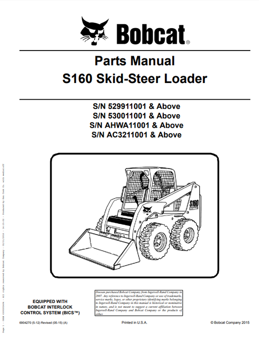 Manual de Partes Mini Cargador Bobcat S160