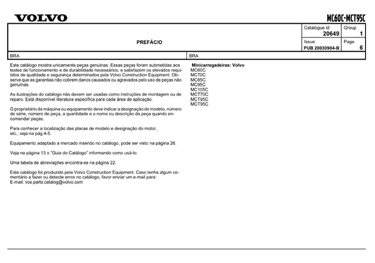 Manual de Partes Mini Cargador Volvo MC60C-MCT95C