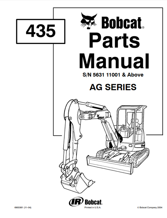 Manual de Partes Mini Excavadora Bobcat 435 AG SERIES