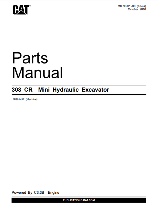 Manual de Partes Mini Excavadora Caterpillar 308 CR