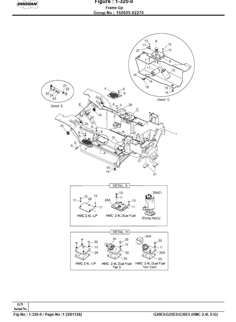 Manual de Partes Montacargas Doosan G20E-5  G25E-5  G30E-5