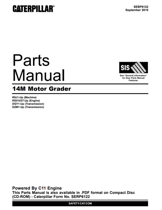 Manual de Partes Motoniveladora Caterpillar 14M