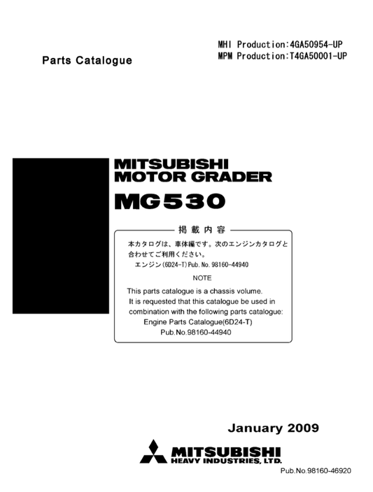 Manual de Partes Motoniveladora Mitsubishi MG530