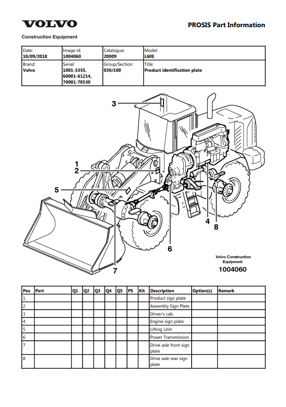 Manual de Partes Retrocargadora Volvo L60E