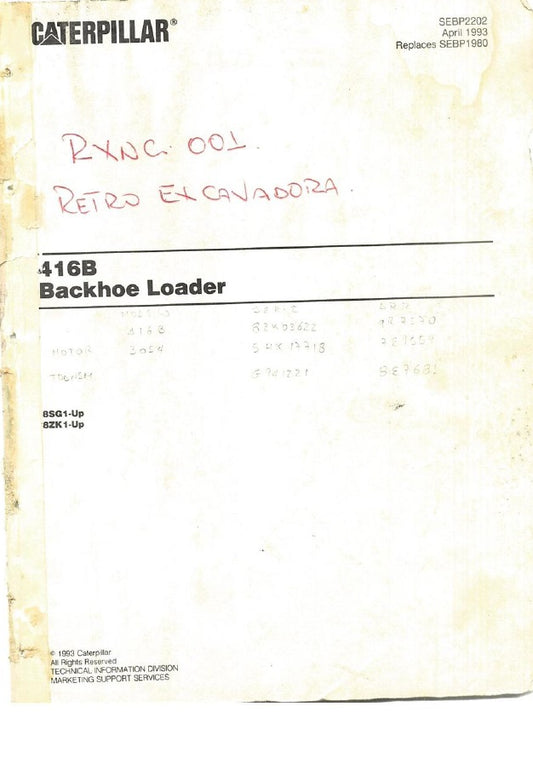 Manual de Partes Retroexcavadora 416B