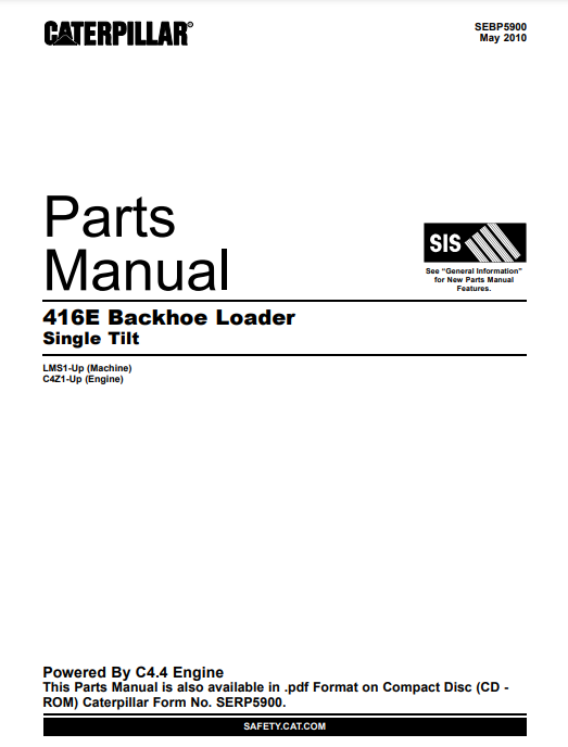 Manual de Partes Retroexcavadora Caterpillar 416E