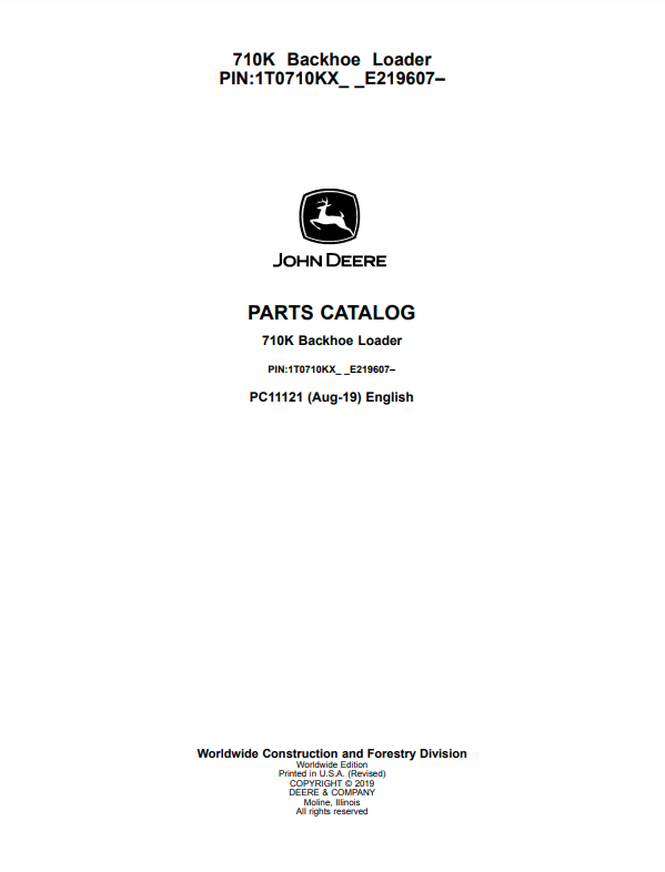 Manual de Partes Retroexcavadora John Deere 710K - PC11121