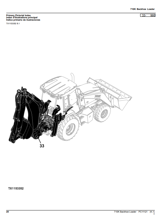 Manual de Partes Retroexcavadora John Deere 710K - PC11121