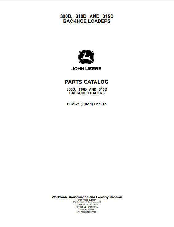 Manual de Partes Retroexcavadoras John Deere 300B- 310D- 315D