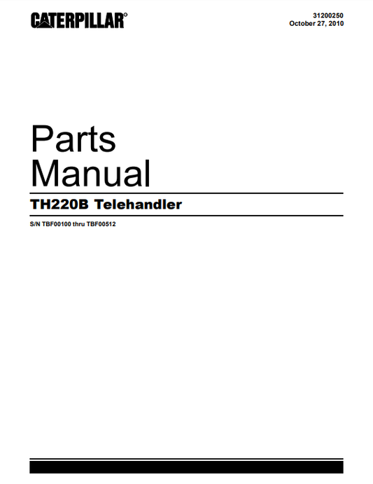 Manual de Partes Telehandler Caterpillar TH220B