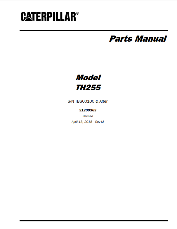 Manual de Partes Telehandler Caterpillar TH255