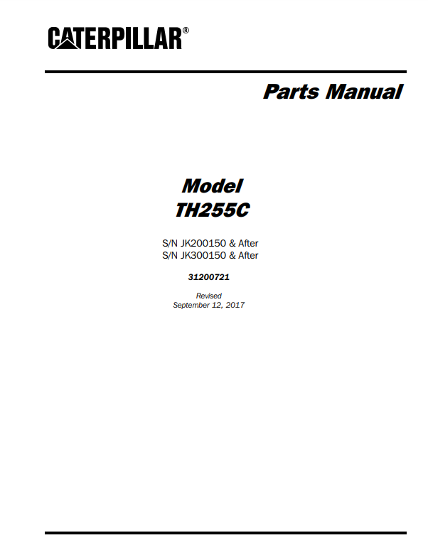 Manual de Partes Telehandler Caterpillar TH255C