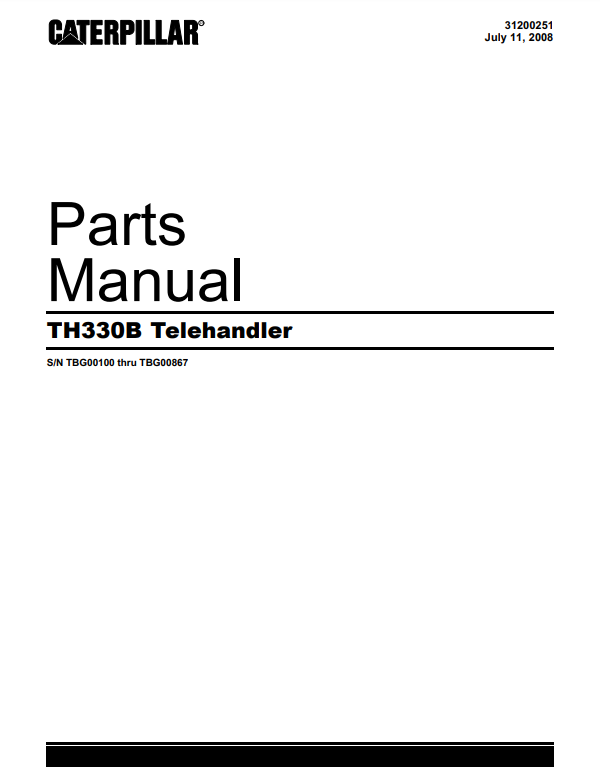 Manual de Partes Telehandler Caterpillar TH330B