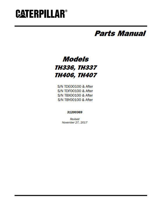 Manual de Partes Telehandler Caterpillar TH336- TH337- TH406- TH407