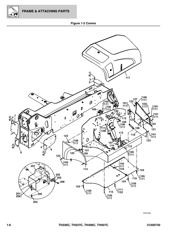 Manual de Partes Telehandler Caterpillar TH336C- TH337C- TH406C- TH407C