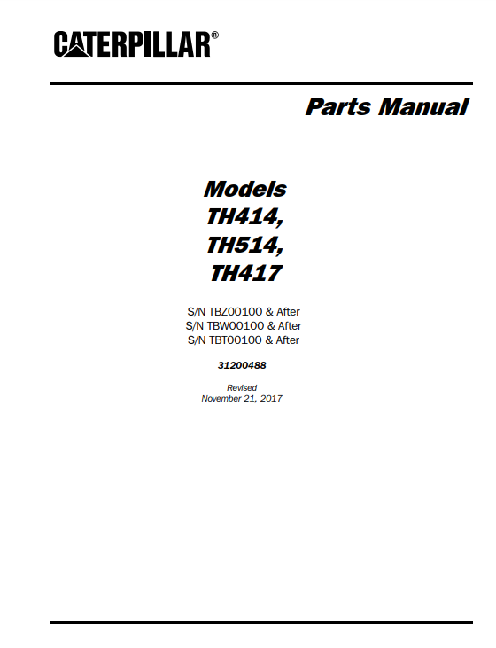 Manual de Partes Telehandler Caterpillar TH414- TH514- TH417
