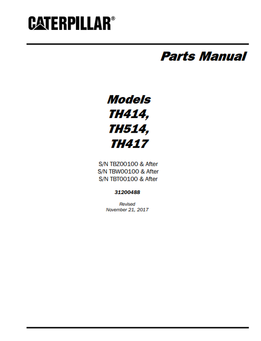 Manual de Partes Telehandler Caterpillar TH414- TH514- TH417