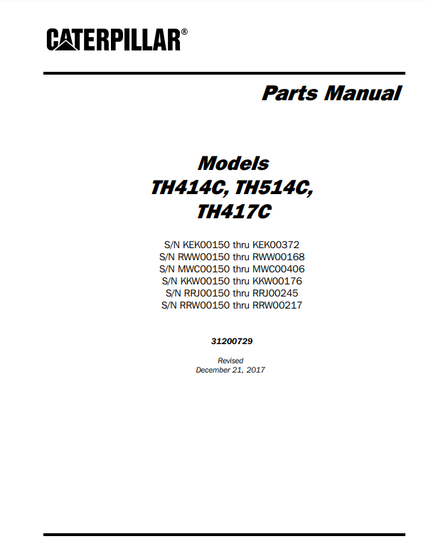 Manual de Partes Telehandler Caterpillar TH414C- TH514C- TH417C