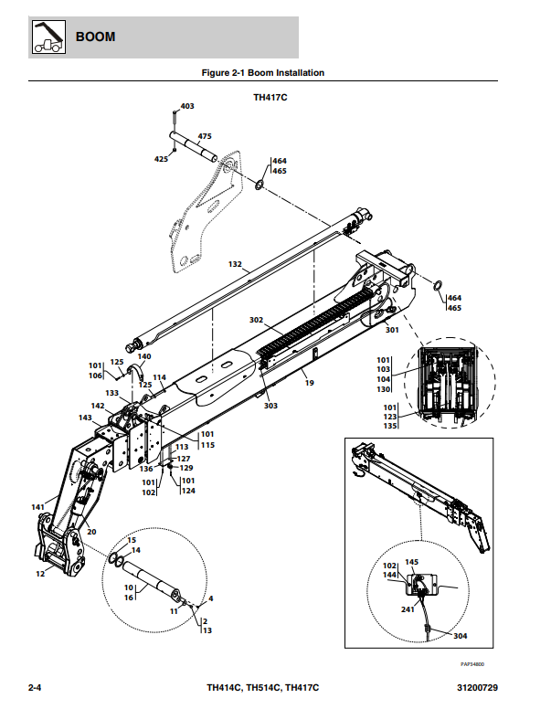 Manual de Partes Telehandler Caterpillar TH414C- TH514C- TH417C