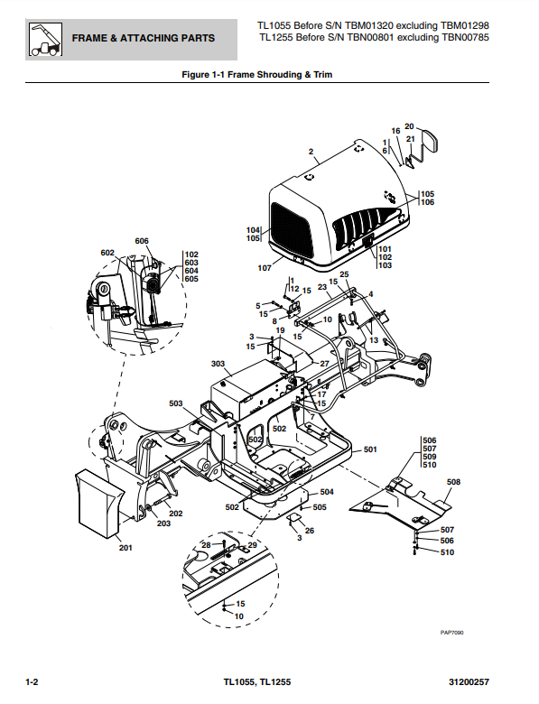 Manual de Partes Telehandler Caterpillar TL1055- TL1255