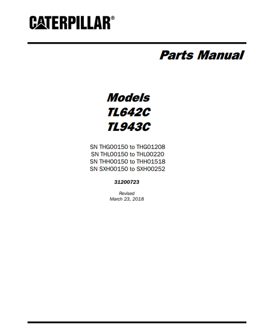 Manual de Partes Telehandler Caterpillar TL642C- TL943C