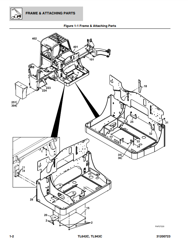 Telehandler Componets Manual de Partes Telehandler Caterpillar TL642C- TL943C ...