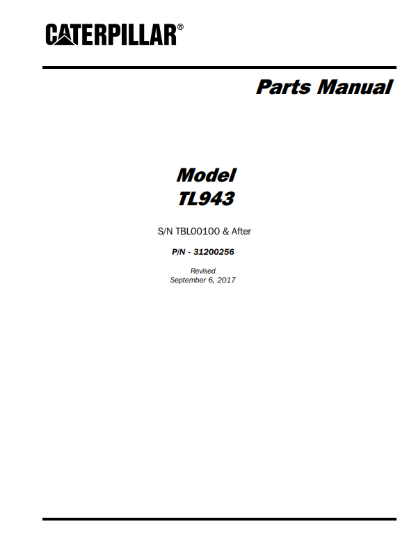 Manual de Partes Telehandler Caterpillar TL943