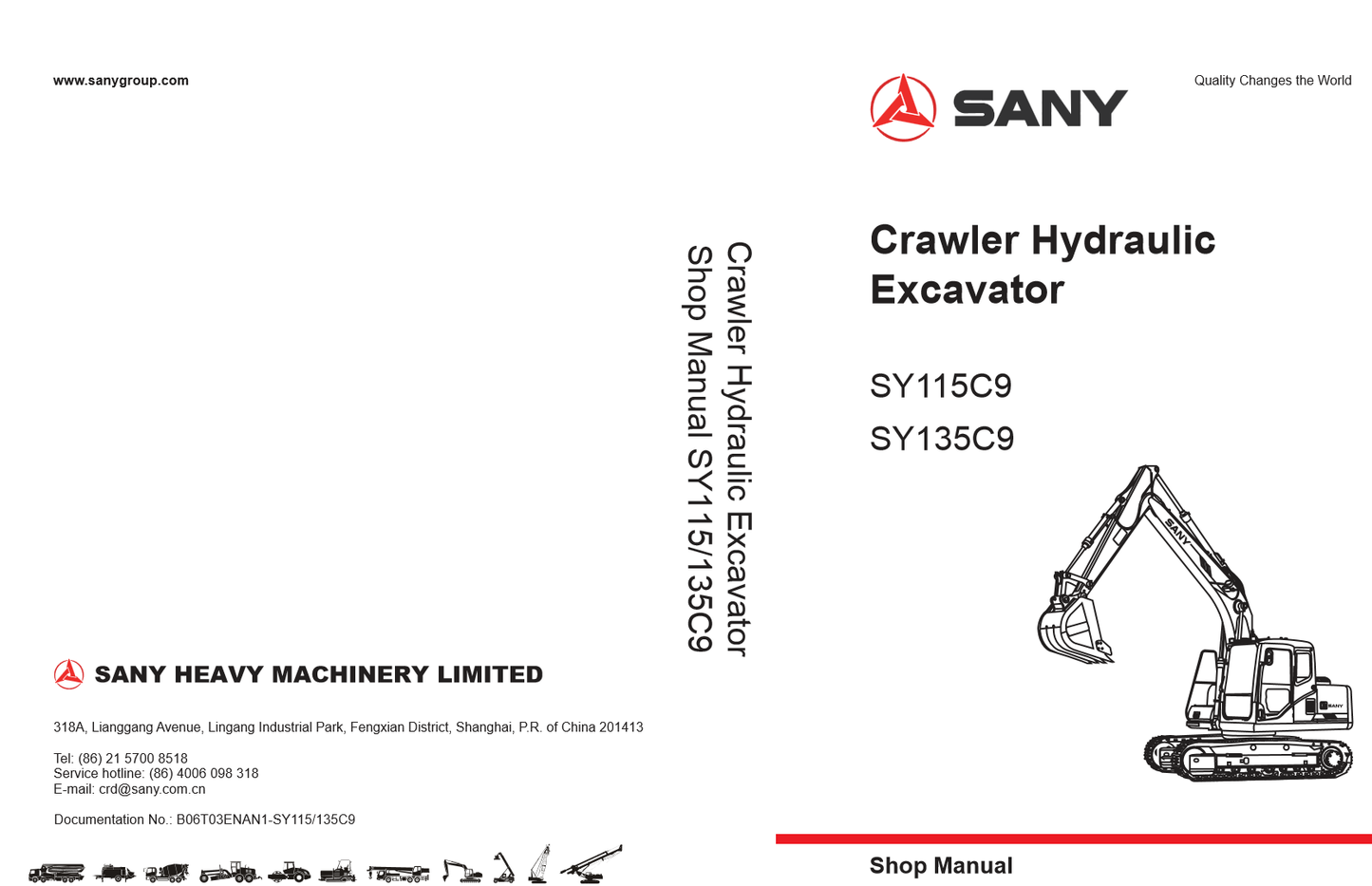 Manual de Servicio Excavadora Sany SY115C9  SY135C9