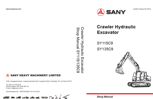 Manual de Servicio Excavadora Sany SY115C9  SY135C9
