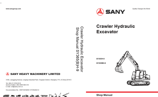 Manual de Servicio Excavadora Sany SY365H-9 SY365BH-9