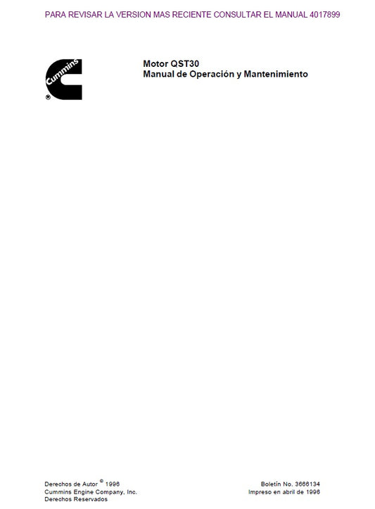 Manual de Servicio Motor Cummins QST30