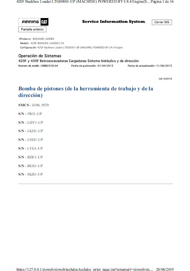 Manual de Servicios Circuito Hidráulico Caterpillar 420F