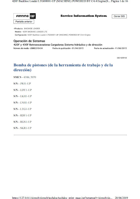Manual de Servicios Circuito Hidráulico Caterpillar 420F