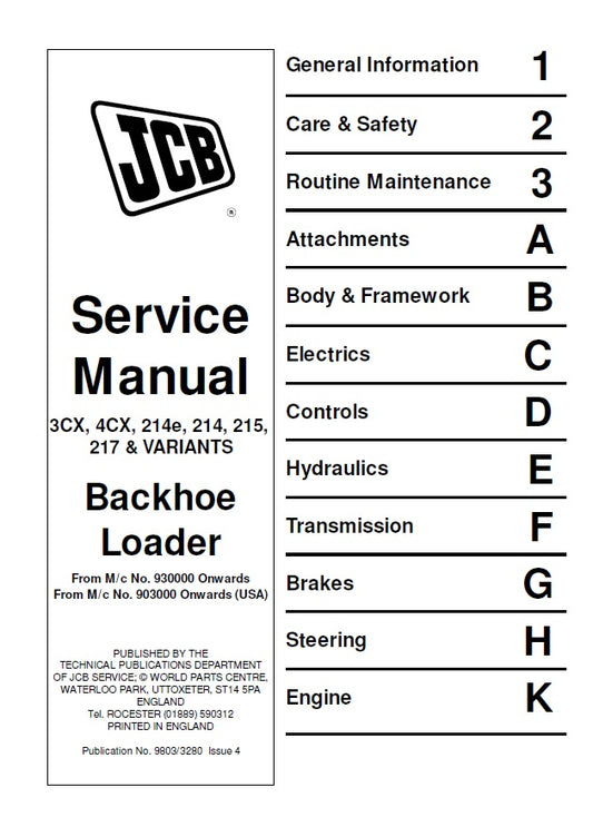Manual de Servicios JCB 3CX, 4CX, 214E, 214, 215, 217