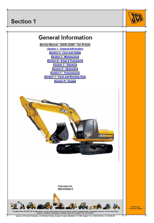 Manual de Servicios JCB JS200LC Tier III