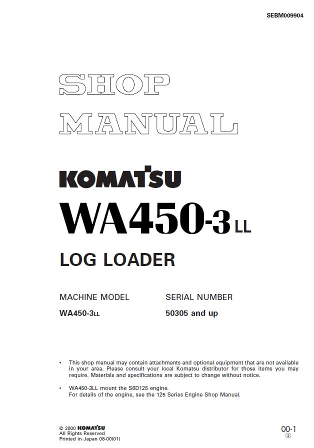 Manual de Servicios Komatsu WA450-3 LL
