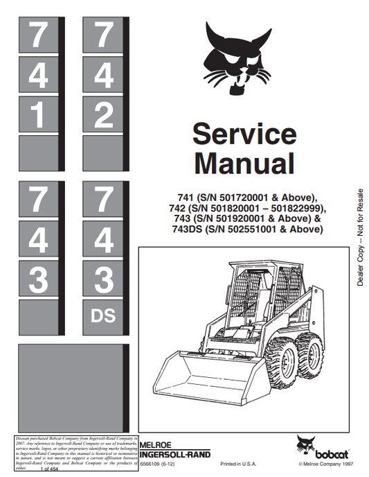 Manual de Servicios Mini Cargador Bobcat 741 - 742 - 743 - 743DS