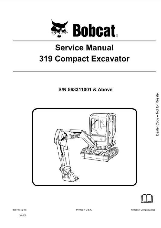 Manual de Servicios Mini Excavadora Bobcat 319